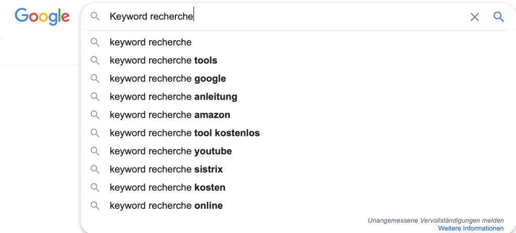 Keyword Recherche Google